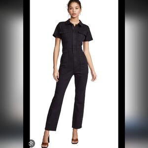 NWT Good American Stretchy Black Denim Utility Jumpsuit